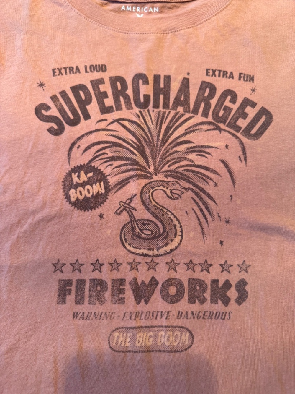 American Eagle Vintage-Inspired "Supercharged Fireworks" Graphic T-Shirt. Small - Picture 3 of 8